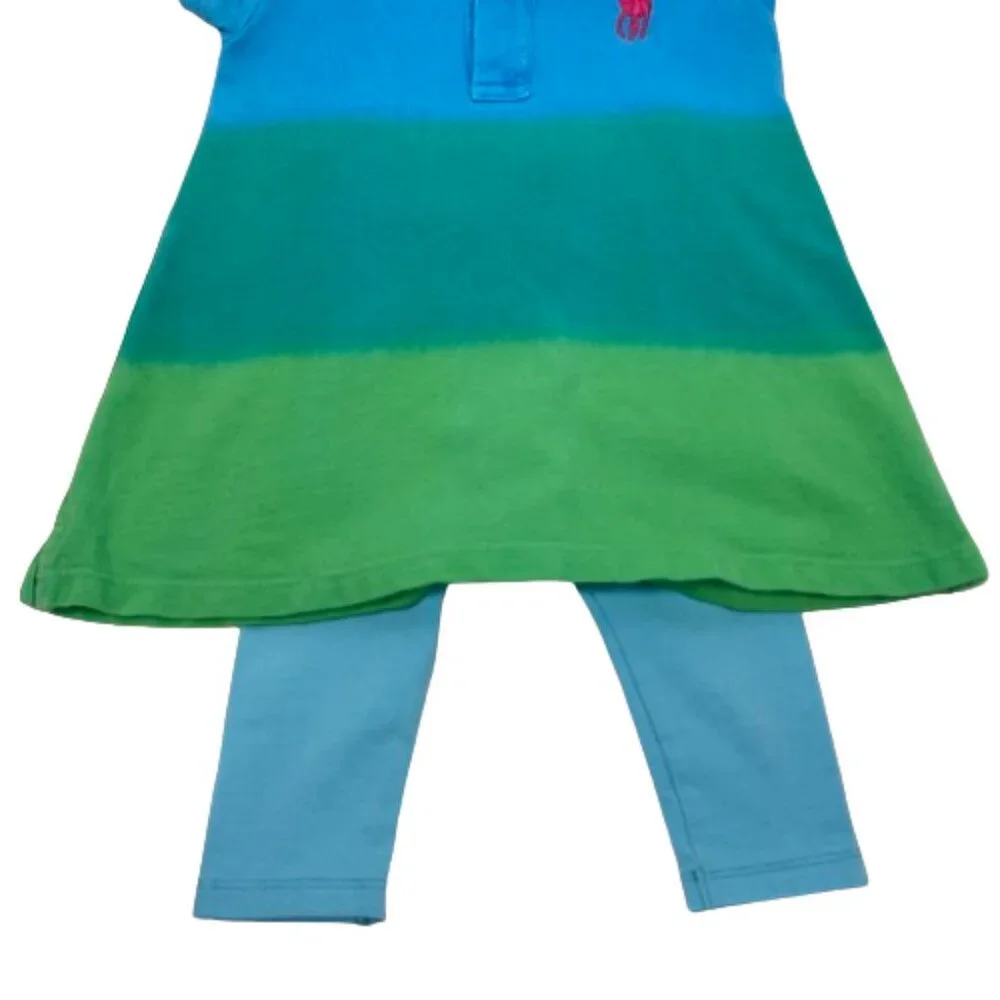 Ralph Lauren Baby Girls‎ Dress and Leggings Size 12M Ombre Embroidered Pony